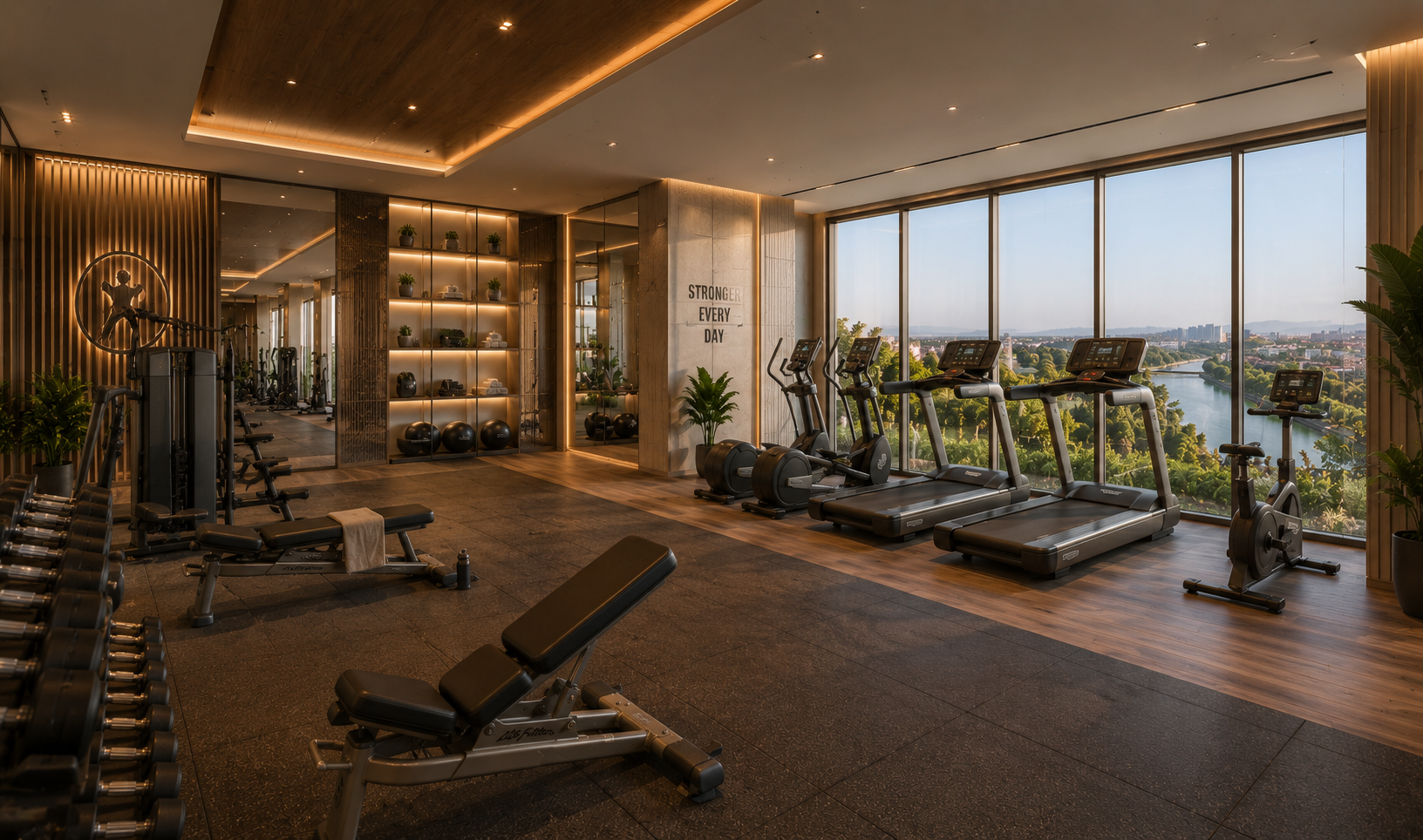 Fully equipped gymnasium at Velmora City Patiala