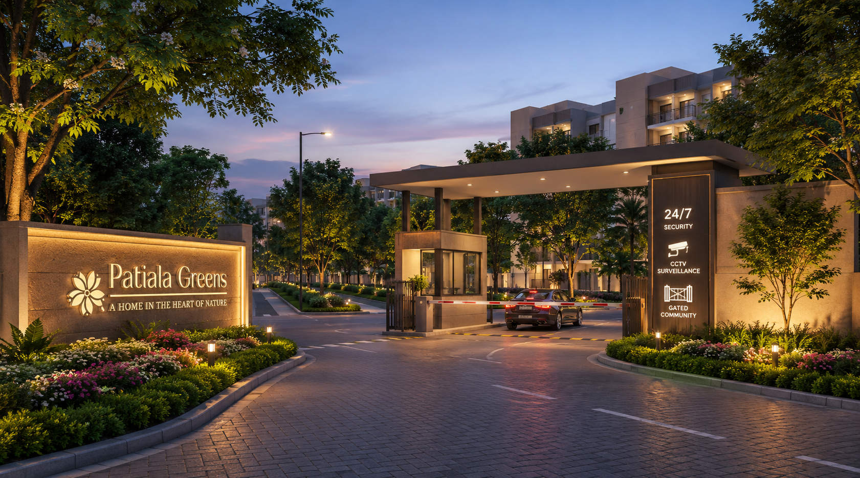 24x7 gated township with walled perimeter at Patiala Greens